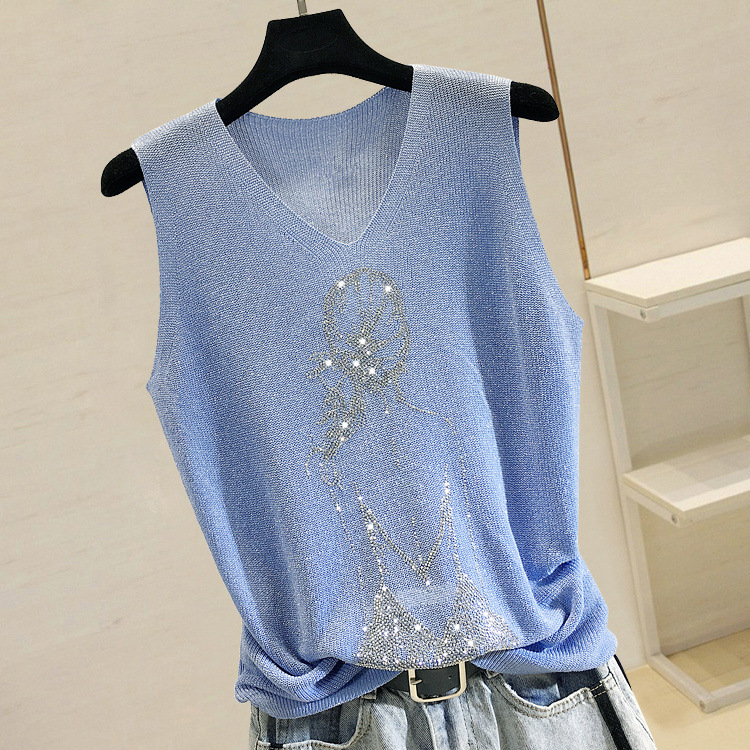 Bright Silk Hot Drill Sleeveless Top