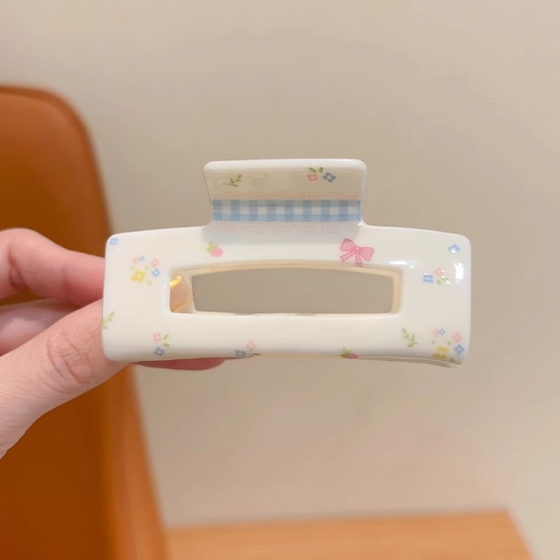 Niños super inmortal rosa cuadrado brocas de flores chicas dulces rascar la cabeza trasera brocas de pescado medio toque tarjeta de cabello