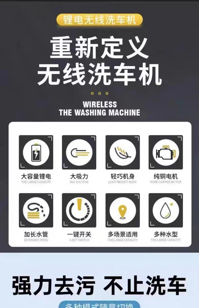 Wireless High-Pressure Car Wash Water Gun, Lithium Battery Cleaning Machine, Water Spray Gun, Dual-Battery Car Wash Pump, Water Hose