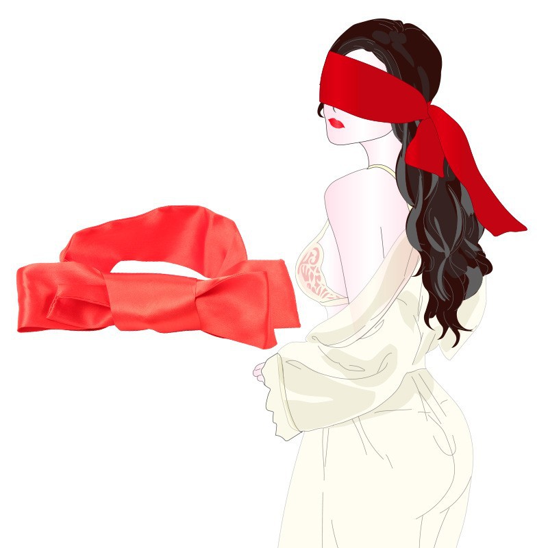 Deep Blue Satin Eye Mask with 150 cm Binding Hand Strap for Intimate Play — detail image 8