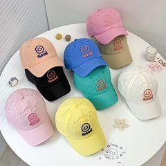 兒童帽子寶寶字母笑臉刺繡棒球帽春款韓系男童女童水洗軟頂鴨舌帽