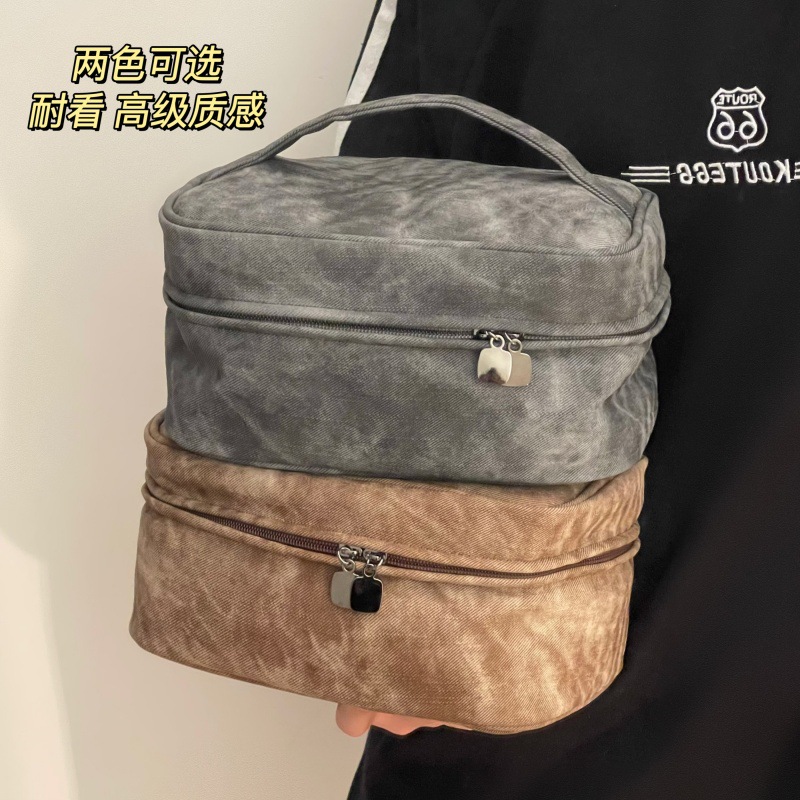 Bolsa de maquillaje para mujeres 2024 nuevo 2 - en - 1 de alto valor de almacenamiento de gran capacidad de estilo europeo simple bolsas de artículos de higiene de viaje