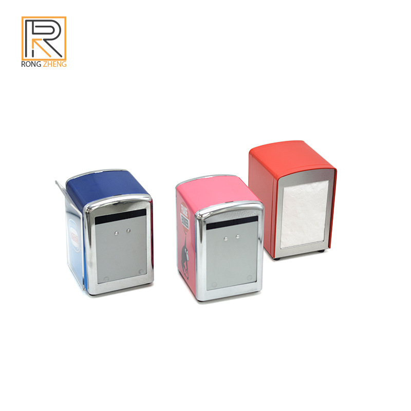 Metal tissue box定 制 跨境马口铁抽纸分配器 带餐牌纸巾盒批发