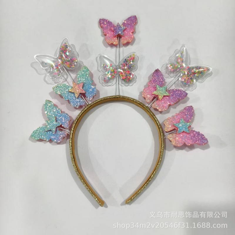 メーカーの売れ筋クリスマスリボンヘッドバンド子供用ハッピーニューイヤー五芒星プリンセスヘッドバンド卸売帽子ギフト|undefined