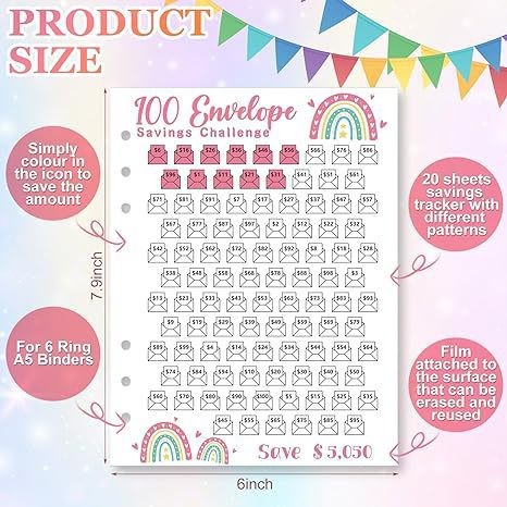 跨境热销新品攒钱计划表存钱卡片活页孔位卡节省挑战跟踪卡可书写