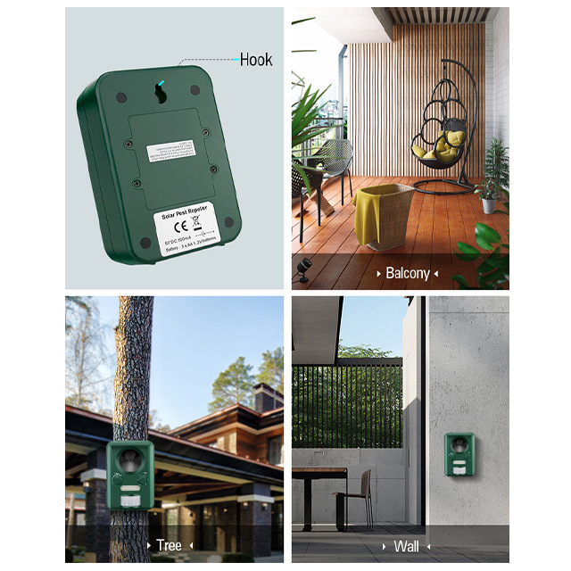 奥讯户外太阳能供电超声波闪光动物驱赶器驱猫驱狗驱鸟无害无污染