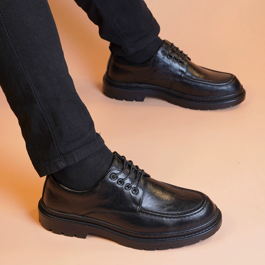 Весенне-осенние новые мужские деловые повседневные кожаные туфли на мягкой подошве из мягкой кожи с шапочкой Модная мужская обувь Модная обувь для вождения Обувь