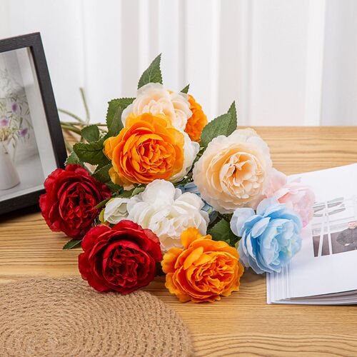 Artificial flower three-head peony wedding road decoration plastic flower cross-border fake flower restaurant hotel decoration peony flower