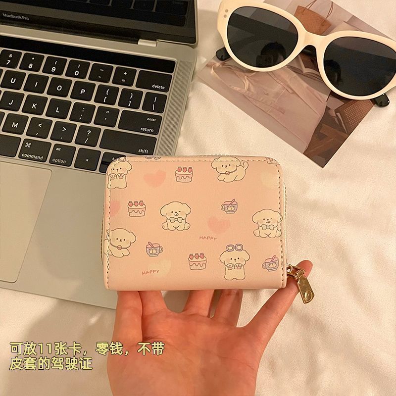 Lindo tarjetero para mujer de gran capacidad ultrafino con múltiples tarjetas, tarjetero compacto, licencia de conducir, bolso de almacenamiento, monedero portátil