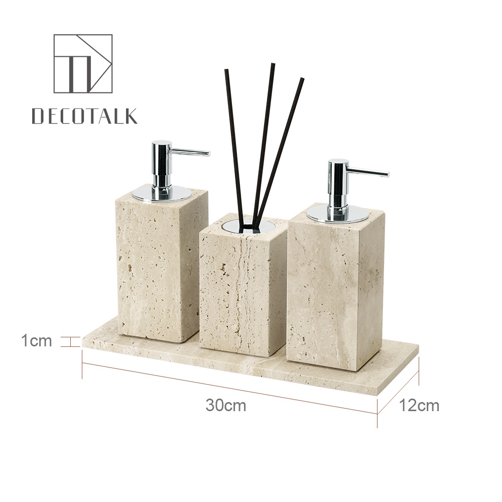 Huangdong Stone Baño de baño de cinco piezas conjunto de lavado conjunto de inodoro de mármol bandeja modelo decoración de la habitación "Viento silencioso"