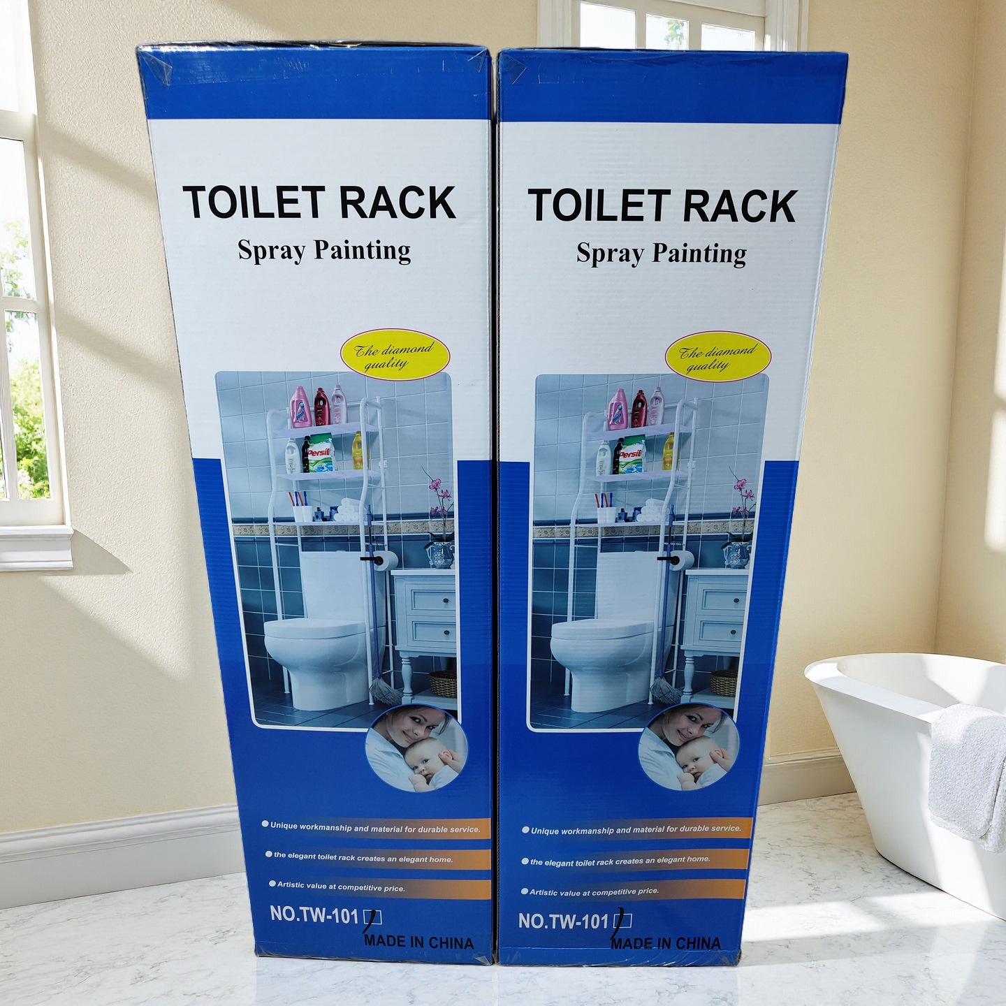 Bathroom Storage Rack Floor-Standing Wall-Mounted Toilet Washroom Above the Toilet Washing Machine Punch-Free Storage Rack