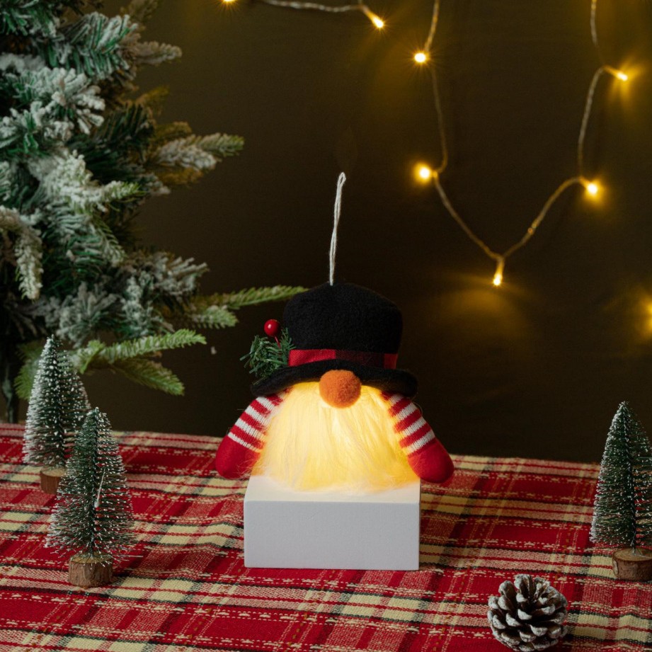 Nuevos productos transfronterizos decoración de Navidad edición Q Rudolph luminoso muñeca sin cara LED con luz colgante árbol de Navidad muñeca