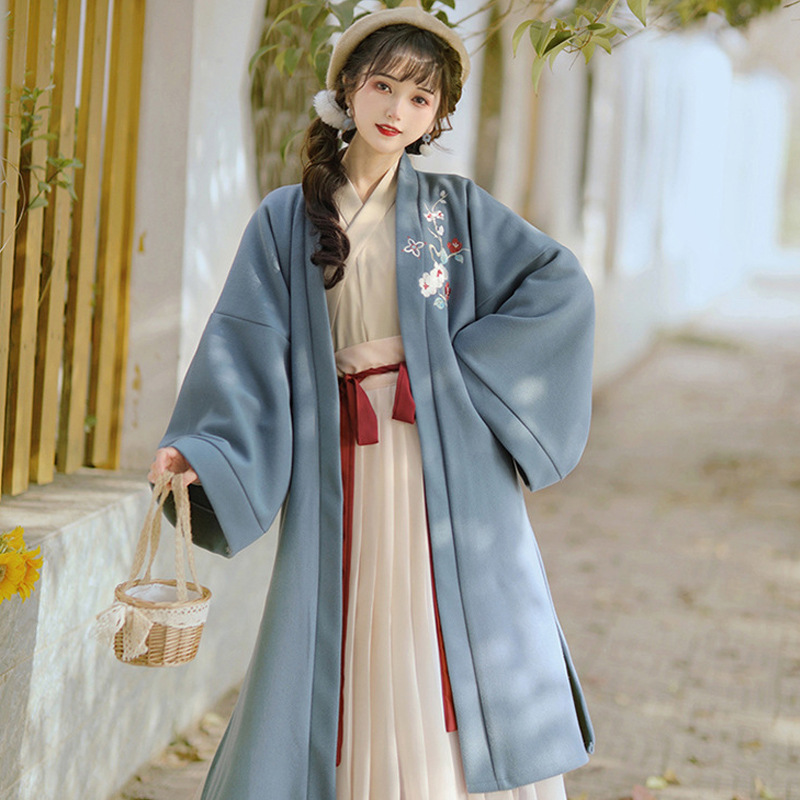 New Hanfu Women's Song Style Hand-in Collar Pair-in Waist-Length Pleated Skirt Han Element Coat Improved Daily Costume Spring and Autumn Style