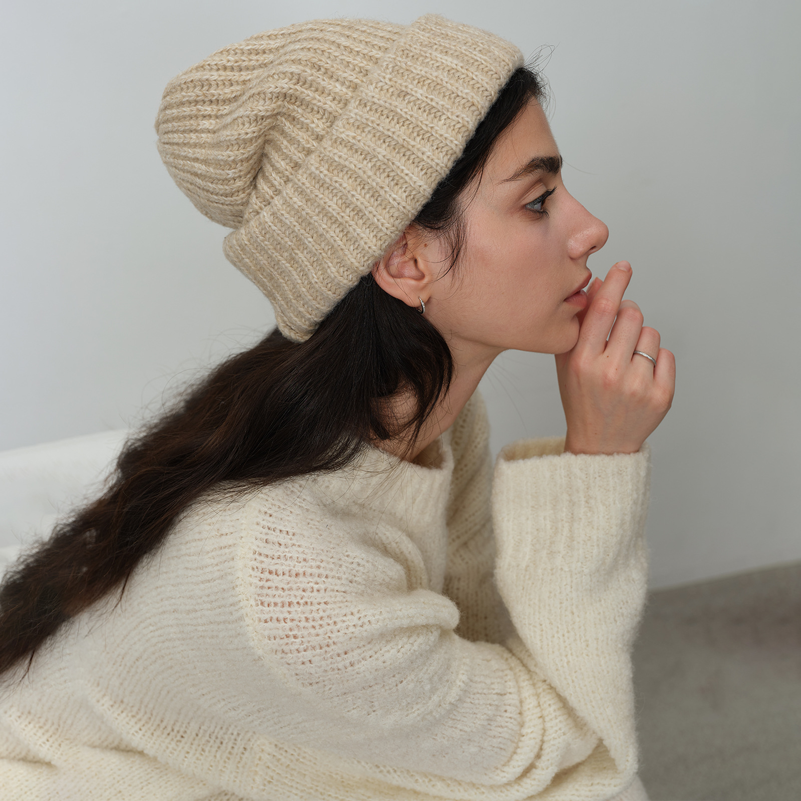 Manufacturer autumn and winter warm wool blended solid color…