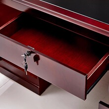 办公桌电脑桌油漆贴实木皮职员单人位带抽屉教师桌椅老板桌写字台