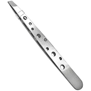 Stainless Steel 96 Eyebrow Pliers, Oblique Mouth, Oblique Mouth, Nine-Hole Sanding Eyebrow Clip, White Hair Clip, Edge Grinding Tweezers, Nine-Hole Clip