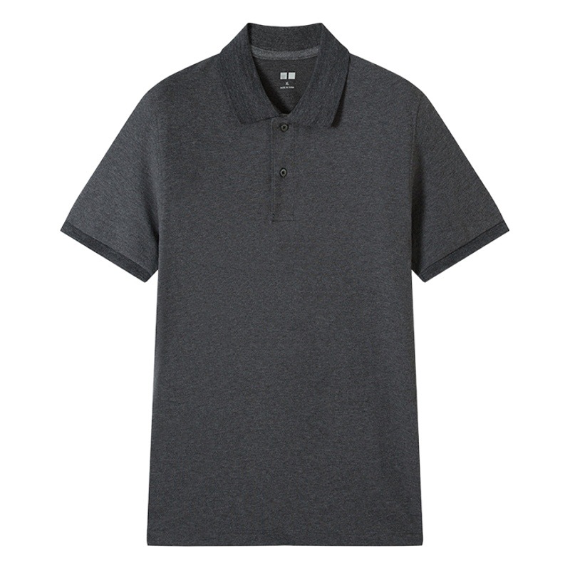 Cuello grande de gama alta dos botones suave cómodo transpirable solapa de color sólido Polo de manga corta de los hombres camiseta casual de negocios