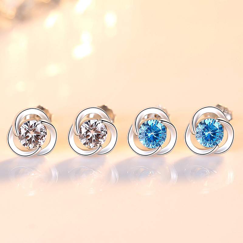 Pendientes de la suerte de trébol de plata esterlina S925