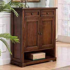 美式实木鞋柜白蜡木家用门口入户三门客厅进门玄关收纳储物柜子