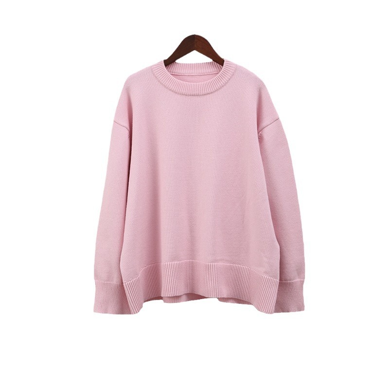 Women's Clothing winter new pink sweet round neck pullover sweater_voghion.com