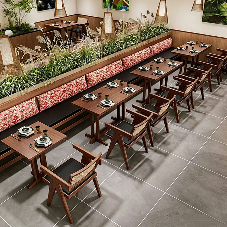 sofá de tarjeta de comedor, comedor comercial, snack shop, restaurante occidental de madera sólida, restaurante japonés, mesa y silla de hotel, combinación