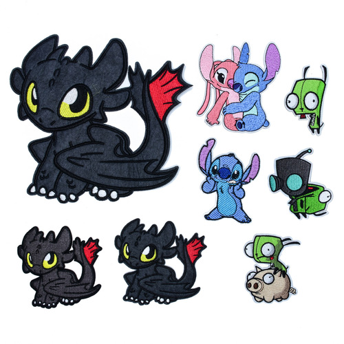 Junle factory direct sales cartoon animal cloth stickers DIY cloth stickers clothing bag accessories adhesive backing embroidery cloth stickers can be customized