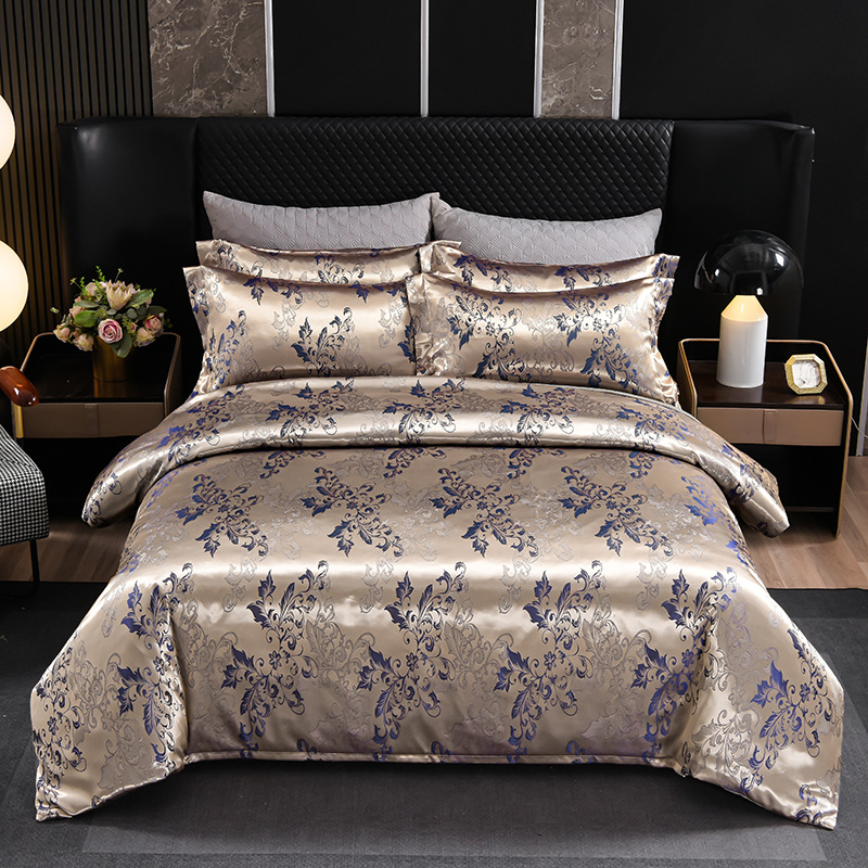 Jacquard satin europeo de alta gama set de cuatro piezas de tela gruesa sábanas de borde de cama de doble comercio exterior hotel residencial