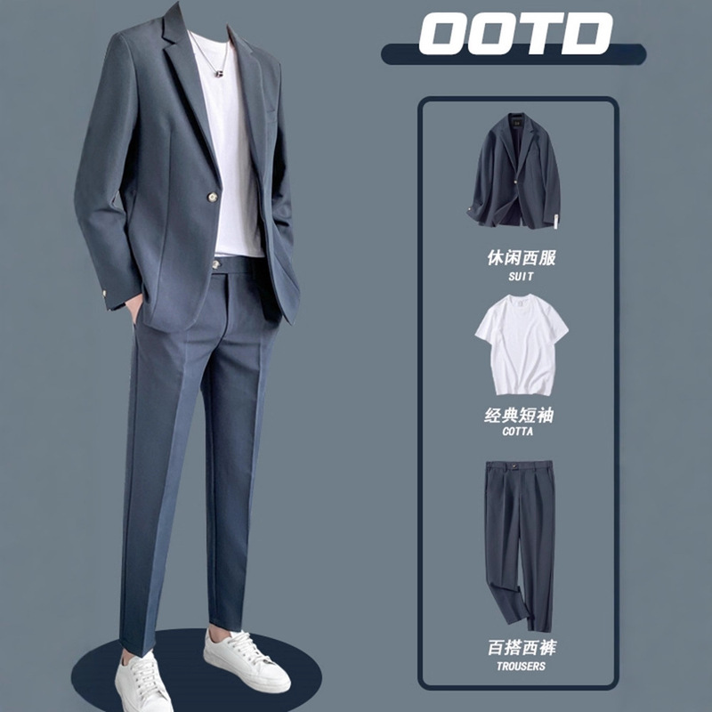 Spring and Summer Loose Dress High-end All-match Korean Style Casual Suit suit Men's Teenagers Fashionable Suit Jacket