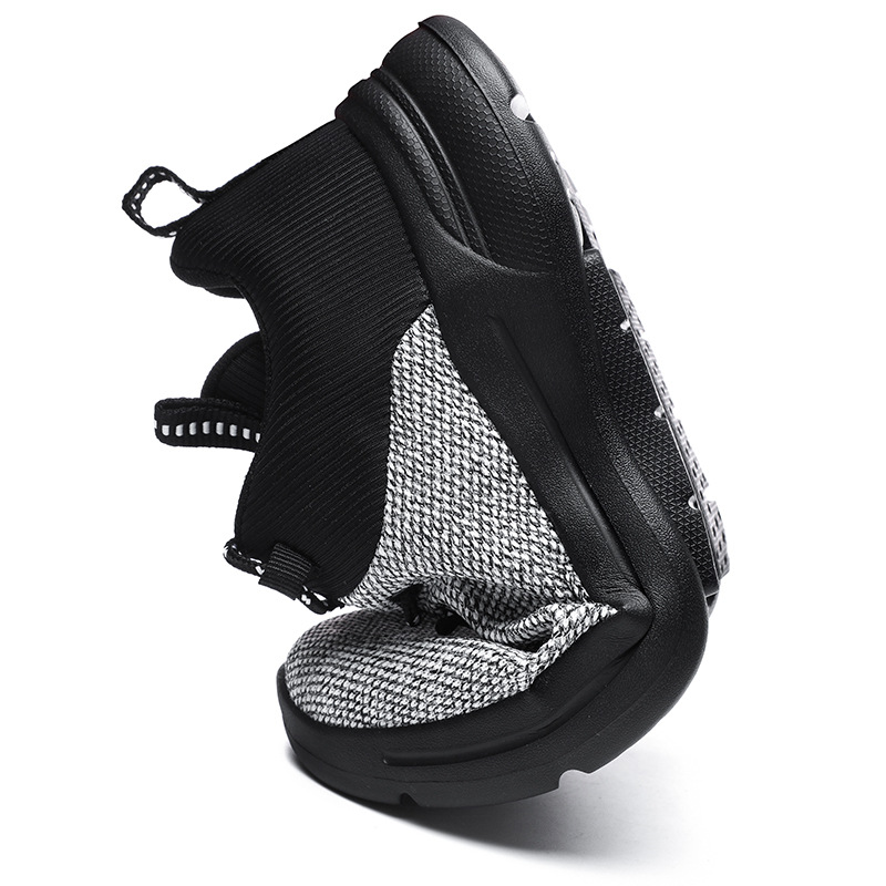 Zapatos transfronterizos de talla grande para hombre 2025 primavera y verano zapatos deportivos transpirables de malla negra tejida voladora zapatos para correr casuales de viaje para hombre