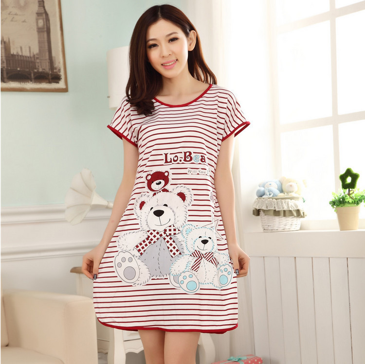 Camisón de verano pijamas de las mujeres de manga corta de dibujos animados lindo camisón Delgado desgaste del hogar Comercio exterior transfronterizo al por mayor