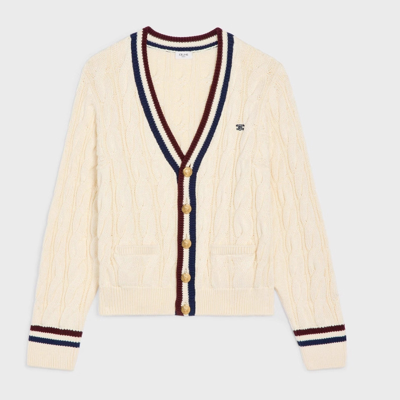 Quiet Luxury Style Embossed Logo Intarsia V Neck Sweater Heavy Cashmere Work Clothing to Show Off the Noble