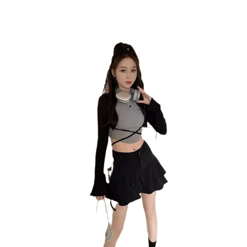 Fish Tail Skirt Semi-Annual Women's Autumn/Winter High-Waist Petite Double Layer A-Line Fluffy Corduroy Short Skirt