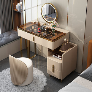 Full Solid Wood Dressing Table Modern Storage Cabinet Glass Large and Small Apartment Master Bedroom Internet Celebrity Makeup Table High-grade Dressing Table