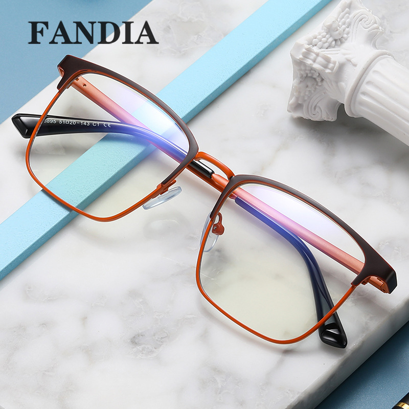 95895 nuevas gafas de miopía marco de negocios de los hombres marco completo a prueba de UV cuadrado anti-azul claro gafas lisas