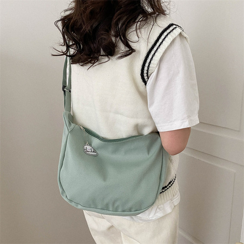 Large-capacity canvas shoulder bag women's  spring and summer new solid color simple fashion casual bag crossbody bag trendy