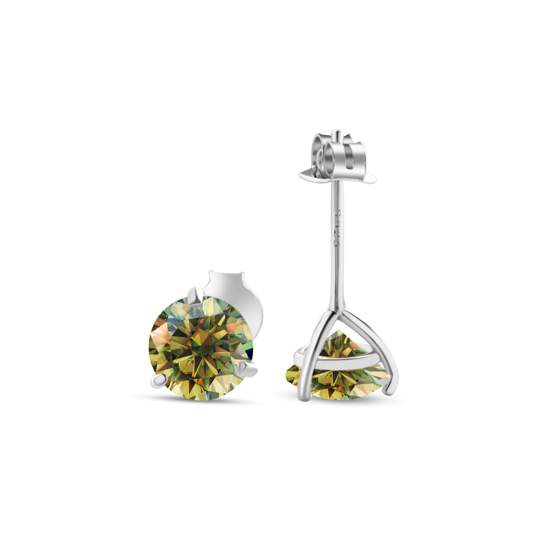 S925 pendientes de plata esterlina 2021 nuevos pendientes clásicos femeninos simple tres garras un quilate adornos pendientes de piedra de moissan