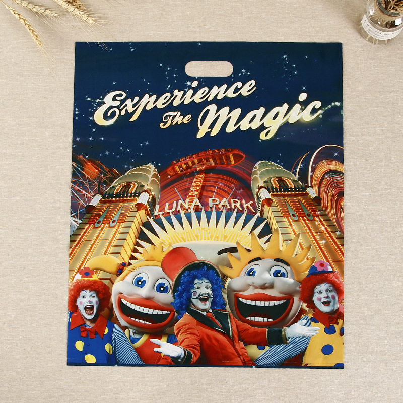 塑料手提袋服装袋化妆品礼品包装袋彩色平口四指袋