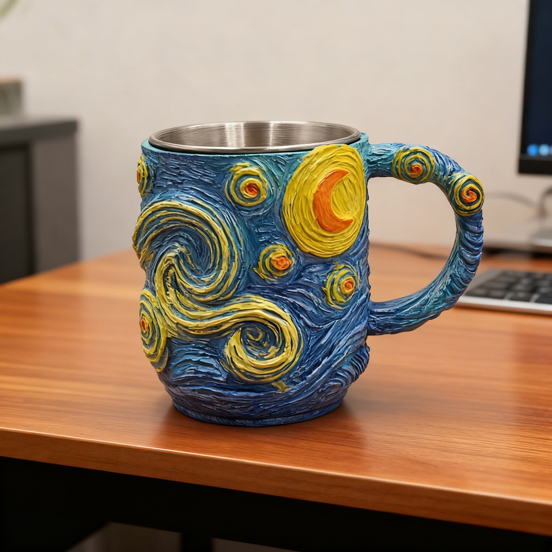 Nuevos productos transfronterizos Van Gogh inspirados en el arte estrella taza de marcas decoración de escritorio para el hogar taza de café hecha a mano