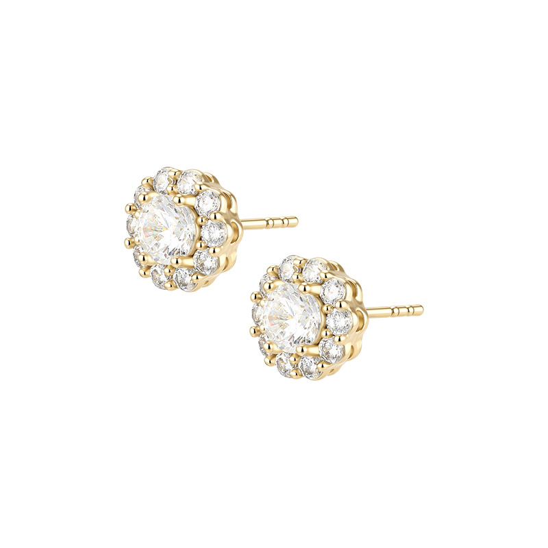 Pendientes de flor con gemas de aleación de cobre para mujer