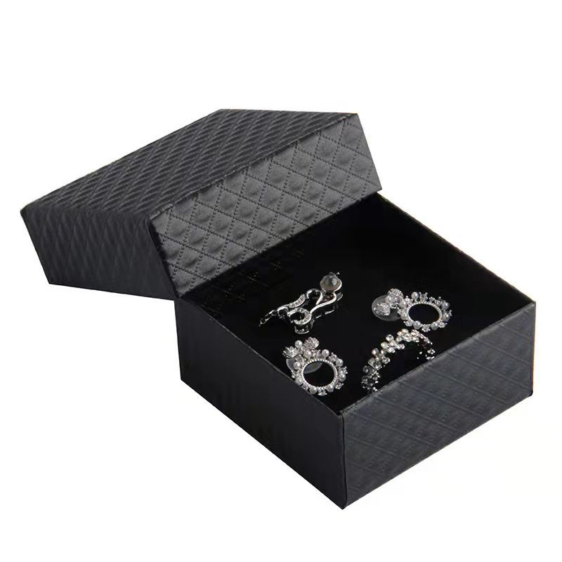 Caja de joyas en blanco y negro sólido caja de embalaje fresca pendientes pulsera collar anillo de papel caja de joyas caja de regalo