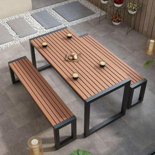 Outdoor Courtyard Table and Chair Combination Balcony Leisure Sun Protection Outdoor Park Rectangular Anti-Corrosion Iron Outdoor Table and Chairs Simple
