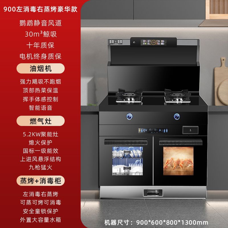 900 왼쪽 소독, 오른쪽 스팀구이 럭셔리 모델 - 파이프 천연가스 + 좌우 연기 배출 [ 공동보증]