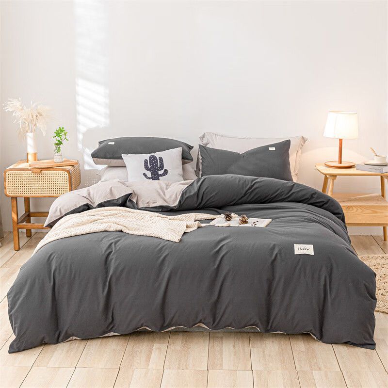 Cama de algodón lavado de algodón de clase A juego de cuatro piezas sábanas de edredón de algodón individual