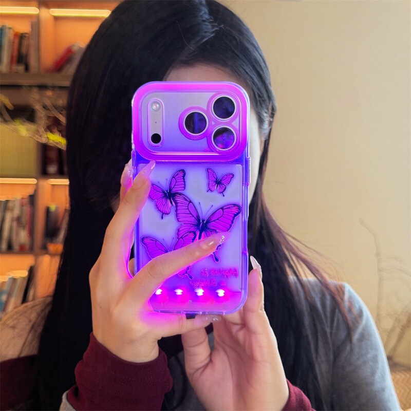 Incoming Call Flash Purple Butterfly Iphone14/13 Suitable for 12/11 Apple 17/16/15Promax Mobile Phone Case Cover Incoming Call Flash Purple Butterfly Iphone14/13 Suitable for 12/11 Apple 17/16/15Promax Mobile Phone Case Cover