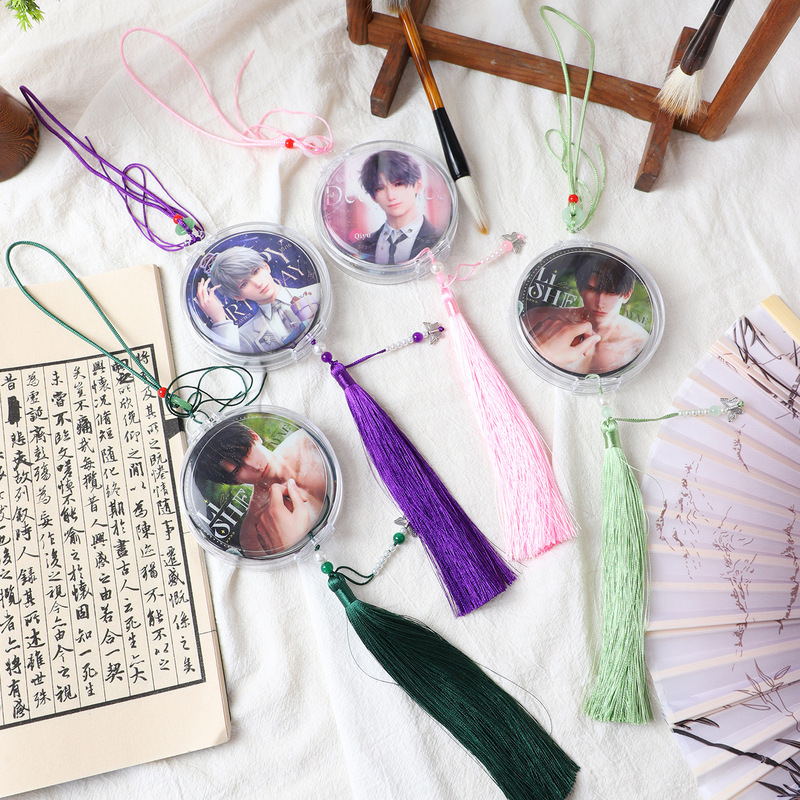 Ancient Style Round Bar Tassel Jade Pendant Box 58Mm75Mm Badge Transparent Outer Storage Display Pendant Acrylic