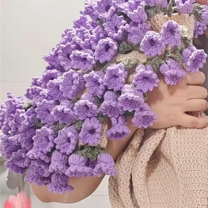ローズブーケブランケット完成品手作りウールかぎ針編み花スズランガールフレンドの誕生日中国のバレンタインデーのDIYギフトとして|undefined