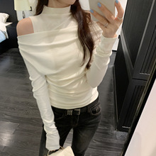 荡领卡其色长袖内搭打底衫韩版严选2025秋冬新款半高领T恤女装潮
