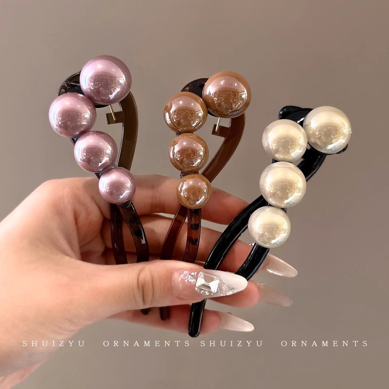 2025 nuevo clip de cabello de perla de alta calidad para mujeres, clip de cabello de torsión de cabeza de disco de torsión de cabello de mitad de un clip de cabello