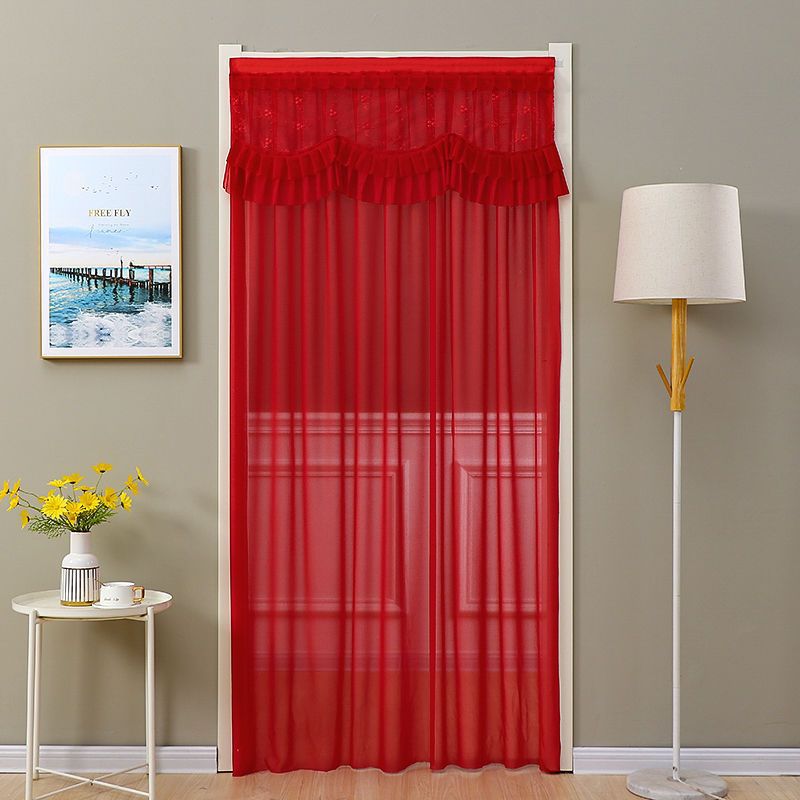 Cortina roja de boda de moda belleza hilo de encaje cortina de puerta dormitorio sala de estar simple cortina de partición a prueba de mosquitos