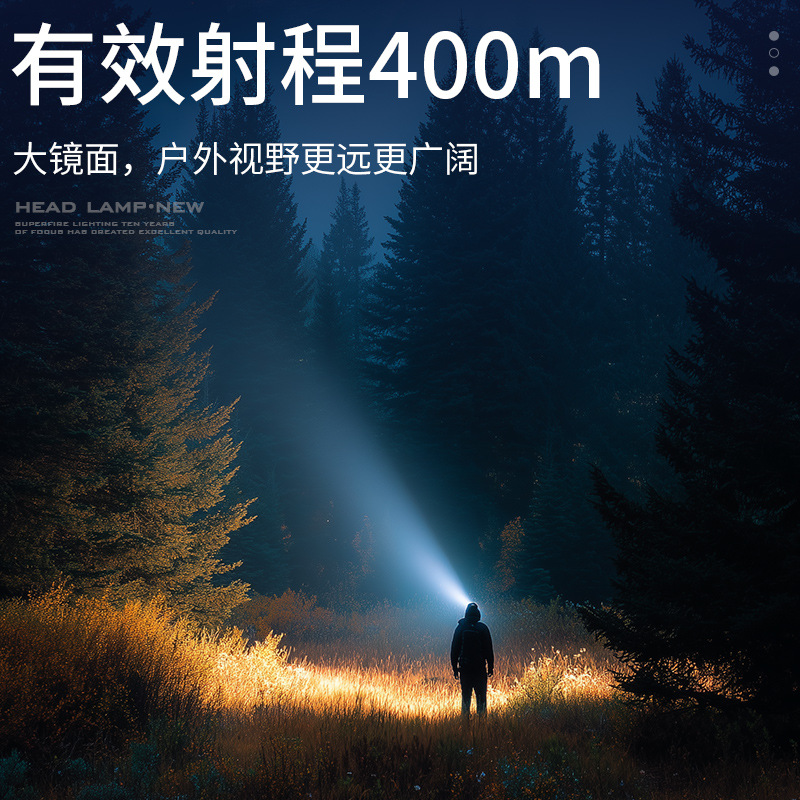 Faros Shenhuo, luz fuerte, luz de largo alcance, iluminación de minero montada en la cabeza, gran apertura, LED recargable, faros de emergencia para exteriores al por mayor